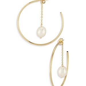 Moon & Meadow 14K Yellow Gold Hoop Earrings with Cultured Freshwater Pearl - 100% Exclusive- 4053419