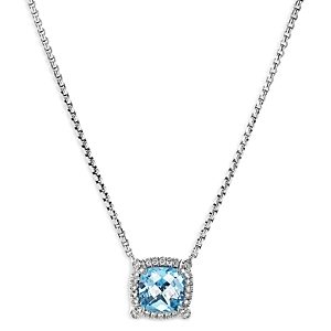 David Yurman Sterling Silver Chatelaine Blue Topaz & Diamond Pendant Necklace, 18 - 100% Exclusive- 4085826