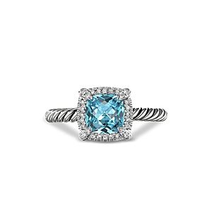 David Yurman Sterling Silver Petite Chatelaine Ring with Blue Topaz & Diamonds - 100% Exclusive- 3986374