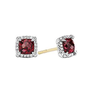 David Yurman Sterling Silver Chatelaine Garnet Stud Earrings with Diamonds - 100% Exclusive- 4079117