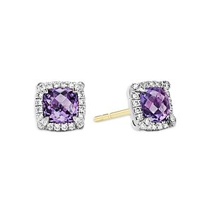 David Yurman Sterling Silver Chatelaine Amethyst & Diamond Halo Stud Earrings - 100% Exclusive- 4085988