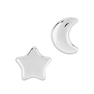 Bloomingdale's Star and Moon Stud Earrings in 14K White Gold - 100% Exclusive- 4398965