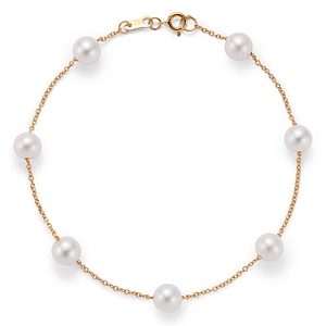 Bloomingdale's Cultured Freshwater Pearl Station Bracelet in 14K Yellow Gold - 100% Exclusive- 3782452