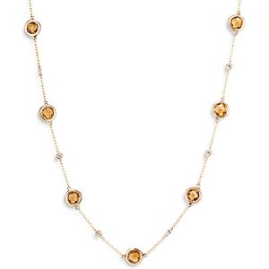 Bloomingdale's Citrine & Diamond Station Necklace in 14K Yellow Gold, 17 - 100% Exclusive- 4059239