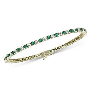 Bloomingdale's Emerald & Diamond Tennis Bracelet in 14K Yellow Gold - 100% Exclusive- 4059240