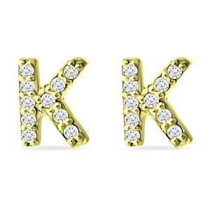 Aqua Pave Initial Stud Earrings in 18K Gold Plated Sterling Silver - 100% Exclusive- 4075632