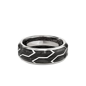 David Yurman Men's 18K White Gold Forged Carbon 8.5mm Band- 3855380