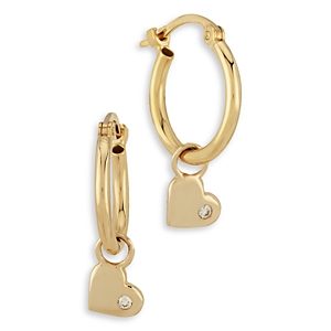 Bloomingdale's Diamond Heart Dangle Hoop Earrings in 14K Yellow Gold, 0.02 ct. t.w. - 100% Exclusive- 4091308