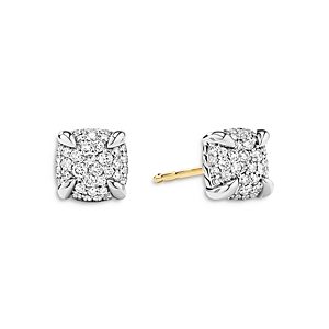 David Yurman Sterling Silver Petite Chatelaine Diamond Pave Stud Earrings- 4002418