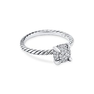 David Yurman Sterling Silver Petite Chatelaine Diamond Pave Cable Ring- 4002420