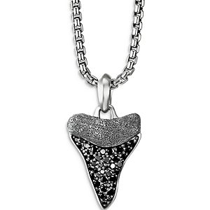 David Yurman Men's Sterling Silver Shark's Tooth Amulet with Pave Black Diamonds- 4001975