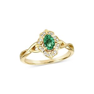 Bloomingdale's Emerald & Diamond Art Deco Ring in 14K Yellow Gold - 100% Exclusive- 4358389