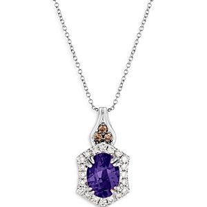 Bloomingdale's Tanzanite, Champagne & Brown Diamond Halo Pendant Necklace in 14K White Gold, 20 - 100% Exclusive- 4103637