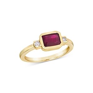 Bloomingdale's Ruby Bezel & Diamond Ring in 14K Yellow Gold - 100% Exclusive- 4083340
