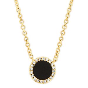 Moon & Meadow 14K Yellow Gold Kate Onyx & Diamond Halo Pendant Necklace, 18 - 100% Exclusive- 4068993