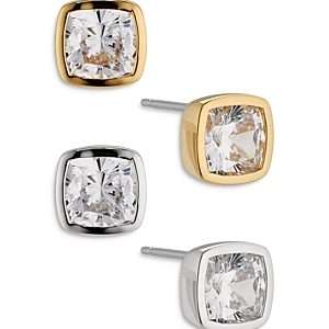 Nadri Coco Cubic Zirconia Stud Earrings in Silver Tone and Gold Tone, Set of 2- 4113666
