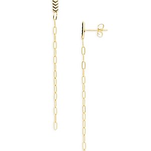 Argento Vivo Chevron & Chain Linear Drop Earrings in 14K Gold Plated Sterling Silver- 4122356