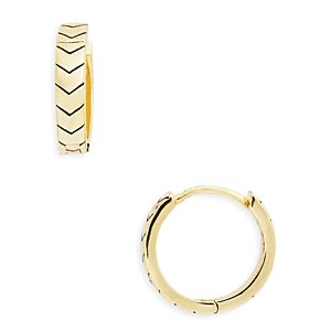 Argento Vivo Chevron Huggie Hoop Earrings in 14K Gold Plated Sterling Silver- 4122354