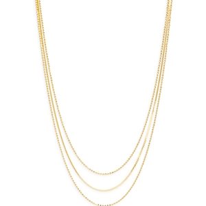 Argento Vivo Ball & Herringbone Chain Layered Necklace in 14K Gold Plated Sterling Silver, 16-18- 4122364