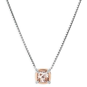 David Yurman Sterling Silver Petite Chatelaine Morganite & Diamond Pendant Necklace with 18K Rose Gold, 18- 4002356