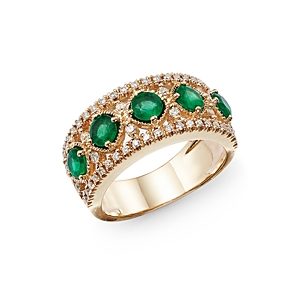 Bloomingdale's Emerald & Diamond Ring in 14K Yellow Gold - 100% Exclusive- 4016011