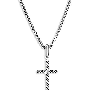 David Yurman Sterling Silver Amulets Diamond Cross Pendant- 4002415