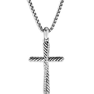 David Yurman Sterling Silver Amulets Diamond Draped Cross Pendant- 4002416