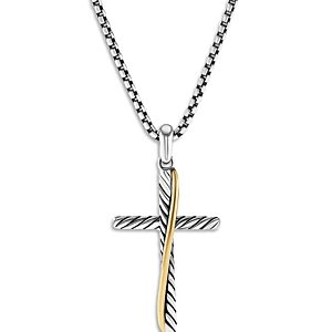 David Yurman 18K Yellow Gold & Sterling Silver Amulets Draped Cross Pendant- 4002188