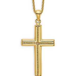 Bloomingdale's Men's Beaded Cross Pendant Necklace in 14K Yellow Gold, 20 - 100% Exclusive- 4133488