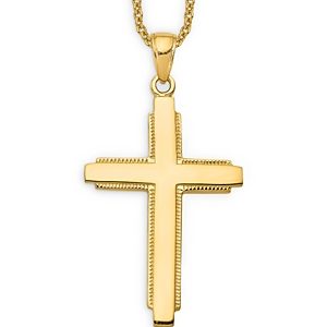 Bloomingdale's Men's Edged Cross Pendant Necklace in 14K Yellow Gold, 20 - 100% Exclusive- 4133485