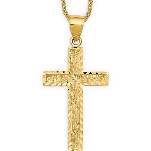 Bloomingdale's Men's Textured Cross Pendant Necklace in 14K Yellow Gold, 20 - 100% Exclusive- 4133484