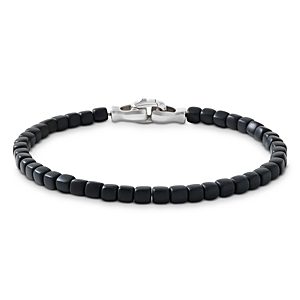 David Yurman Men's Sterling Silver Spiritual Beads Onyx Bead Bracelet- 4001887