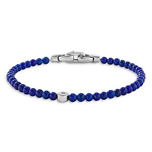David Yurman Men's Sterling Silver Spiritual Beads Lapis Bead & Sapphire Evil Eye Bracelet- 4001886