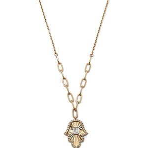 Bloomingdale's Bloomingdale's Diamond Round & Baguette Hamsa Pendant Necklace in 14K White & Yellow Gold, 0.20 ct. t.w. - 100% Exclusive- 4147971