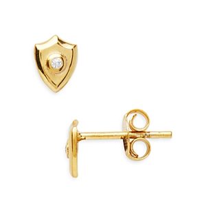 Argento Vivo G Shield Pave Stud Earrings in 14K Gold Plated Sterling Silver- 4122358