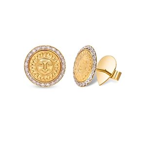 Marina B 18K Yellow Gold Soleil Diamond Sun Coin Stud Earrings- 3954720