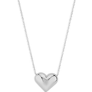 Bloomingdale's Puffed Heart Pendant Necklace in Sterling Silver, 18 - 100% Exclusive- 4138345