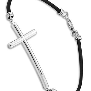 Bloomingdale's Cross Flex Bracelet in Leather & Sterling Silver - 100% Exclusive- 4138346