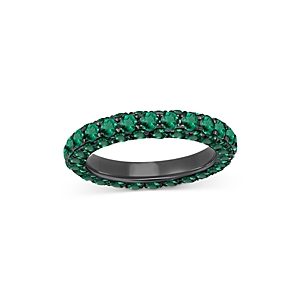 Graziela Gems 18K White Gold & Dark Rhodium Emerald Three Sided Band- 4126351