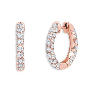 Graziela Gems 18K Rose Gold Diamond Three Sided Hoop Earrings- 4126230