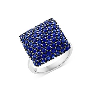 Bloomingdale's Blue Sapphire Pave Statement Ring in 14K White Gold - 100% Exclusive- 4147946