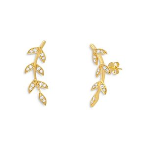 Graziela Gems 18K Yellow Gold Folha Diamond Leaf Ear Climber- 4126370