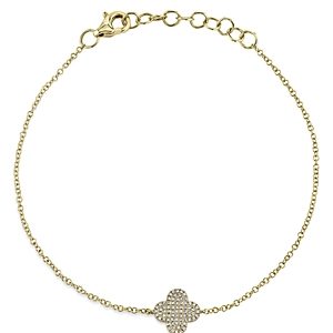 Moon & Meadow 14K Yellow Gold Diamond Clover Chain Bracelet - 100% Exclusive- 4101106