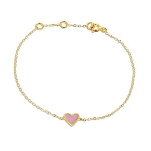 Rachel Reid 14K Yellow Gold Enamel Heart Chain Bracelet- 4161111
