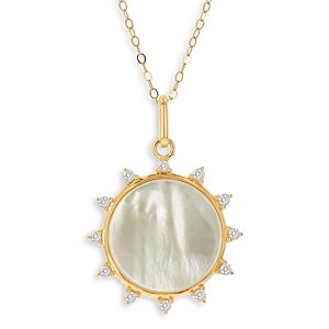 Rachel Reid 14K Yellow Gold Mother of Pearl & Diamond Sun Pendant Necklace, 17- 4161122