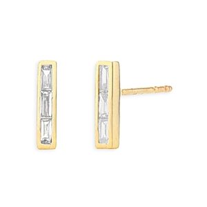 Rachel Reid 14K Yellow Gold Diamond Baguette Bar Stud Earrings- 4160757
