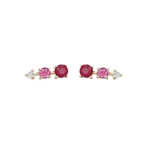 Rachel Reid 14K Yellow Gold Ruby & Diamond Spray Statement Earrings- 4160769
