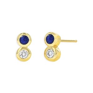 Rachel Reid 14K Yellow Gold Blue Sapphire & Diamond Stud Earrings- 4160763