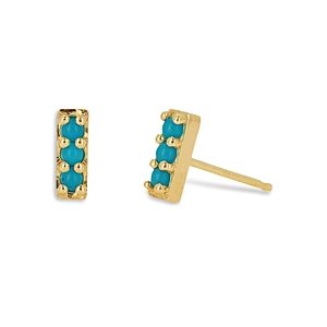 Rachel Reid 14K Yellow Gold Turquoise Bar Stud Earrings- 4160772