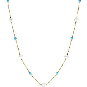 Bloomingdale's Turquoise & Cultured Freshwater Pearl Statement Necklace in 14K Yellow Gold, 26 - 100% Exclusive- 4163235